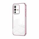 For vivo S12 Pro / V23 Pro Transparent Plating Fine Hole Phone Case(Pink) - 1