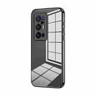 For vivo X70 Pro+ Transparent Plating Fine Hole Phone Case(Black) - 1