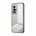 For vivo X70 Pro Transparent Plating Fine Hole Phone Case(Purple) - 1