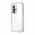 For vivo X70 Pro Transparent Plating Fine Hole Phone Case(Pink) - 1