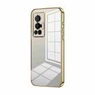 For vivo X70 Pro Transparent Plating Fine Hole Phone Case(Gold) - 1