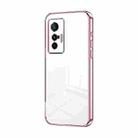 For vivo X70 Transparent Plating Fine Hole Phone Case(Pink) - 1