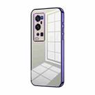 For vivo X60 Pro+ Transparent Plating Fine Hole Phone Case(Purple) - 1