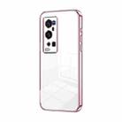 For vivo X60 Pro+ Transparent Plating Fine Hole Phone Case(Pink) - 1