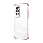 For vivo X60 Pro Transparent Plating Fine Hole Phone Case(Pink) - 1