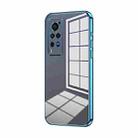 For vivo X60 Pro Transparent Plating Fine Hole Phone Case(Blue) - 1