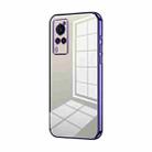 For vivo X60 Transparent Plating Fine Hole Phone Case(Purple) - 1