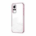 For vivo X60 Transparent Plating Fine Hole Phone Case(Pink) - 1