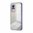 For vivo X60 Curved Screen Transparent Plating Fine Hole Phone Case(Purple) - 1