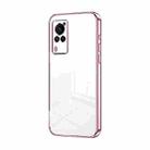 For vivo X60 Curved Screen Transparent Plating Fine Hole Phone Case(Pink) - 1