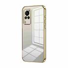 For vivo X60 Curved Screen Transparent Plating Fine Hole Phone Case(Gold) - 1