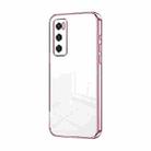 For vivo V20 SE / Y70 Transparent Plating Fine Hole Phone Case(Pink) - 1