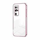 For vivo X50 Pro+ Transparent Plating Fine Hole Phone Case(Pink) - 1