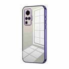 For vivo X50 Pro Transparent Plating Fine Hole Phone Case(Purple) - 1