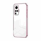 For vivo X50 Pro Transparent Plating Fine Hole Phone Case(Pink) - 1