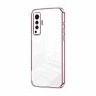 For vivo X50 Transparent Plating Fine Hole Phone Case(Pink) - 1