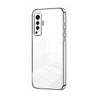 For vivo X50 Transparent Plating Fine Hole Phone Case(Silver) - 1