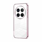 For vivo X100 Ultra Transparent Plating Fine Hole Phone Case(Pink) - 1