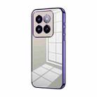 For Xiaomi 14 Pro Transparent Plating Fine Hole Phone Case(Purple) - 1