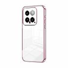 For Xiaomi 14 Transparent Plating Fine Hole Phone Case(Pink) - 1