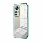 For Xiaomi 12T Pro Transparent Plating Fine Hole Phone Case(Green) - 1
