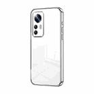 For Xiaomi 12T Pro Transparent Plating Fine Hole Phone Case(Silver) - 1