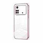 For Xiaomi Poco M4 Pro Transparent Plating Fine Hole Phone Case(Pink) - 1