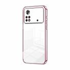 For Xiaomi Poco X4 Pro 5G Transparent Plating Fine Hole Phone Case(Pink) - 1