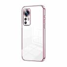 For Xiaomi 12 / 12X Transparent Plating Fine Hole Phone Case(Pink) - 1