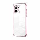 For Xiaomi Mi 11 Transparent Plating Fine Hole Phone Case(Pink) - 1