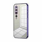 For Xiaomi Mi 10 5G Transparent Plating Fine Hole Phone Case(Purple) - 1