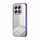 For Xiaomi 14T Transparent Plating Fine Hole Phone Case(Purple) - 1