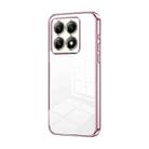 For Xiaomi 14T Transparent Plating Fine Hole Phone Case(Pink) - 1