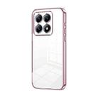 For Xiaomi 14T Pro Transparent Plating Fine Hole Phone Case(Pink) - 1