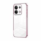 For Xiaomi Redmi Note 13 5G Transparent Plating Fine Hole Phone Case(Pink) - 1