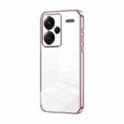 For Xiaomi Redmi Note 13 Pro+ Transparent Plating Fine Hole Phone Case(Pink) - 1