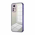 For Xiaomi Redmi Note 12S Transparent Plating Fine Hole Phone Case(Purple) - 1