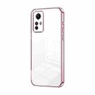 For Xiaomi Redmi Note 12S Transparent Plating Fine Hole Phone Case(Pink) - 1