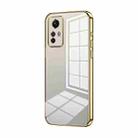 For Xiaomi Redmi Note 12S Transparent Plating Fine Hole Phone Case(Gold) - 1