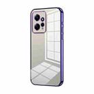 For Xiaomi Redmi Note 12 4G Transparent Plating Fine Hole Phone Case(Purple) - 1