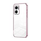 For Xiaomi Redmi Note 11E / Redmi 10 5G Transparent Plating Fine Hole Phone Case(Pink) - 1