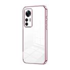 For Xiaomi Redmi K50 Ultra / Xiaomi 12T Transparent Plating Fine Hole Phone Case(Pink) - 1