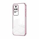 For Xiaomi Redmi K40S / Poco F4 Transparent Plating Fine Hole Phone Case(Pink) - 1