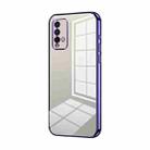 For Xiaomi Redmi Note 9 4G Transparent Plating Fine Hole Phone Case(Purple) - 1