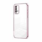For Xiaomi Redmi Note 9 4G Transparent Plating Fine Hole Phone Case(Pink) - 1