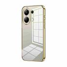 For Xiaomi Redmi Note 13 4G Transparent Plating Fine Hole Phone Case(Gold) - 1