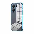 For Xiaomi Redmi Note 13 4G Transparent Plating Fine Hole Phone Case(Blue) - 1