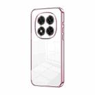 For Xiaomi Redmi Note 14 Pro 5G Transparent Plating Fine Hole Phone Case(Pink) - 1