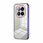 For Xiaomi Redmi Note 14 Pro+ 5G Transparent Plating Fine Hole Phone Case(Purple) - 1