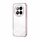 For Xiaomi Redmi Note 14 Pro+ 5G Transparent Plating Fine Hole Phone Case(Pink) - 1